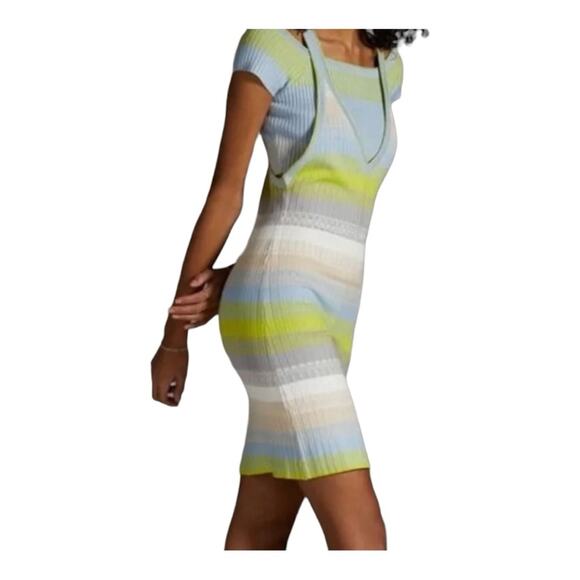 Anthropologie Daily Practice XL Knit Ribbed Stripe Sweater Dress 2pc NWT - Picture 1 of 16